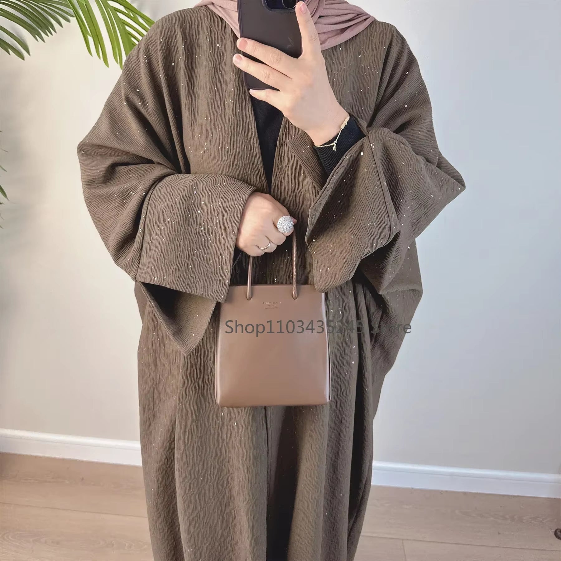 Autumn Winter Abaya Dubai Luxury Glitter Thick Kimono Muslim Cardigan Coat Abayas for Women Islamic Clothes Turkey Hijab Outwear