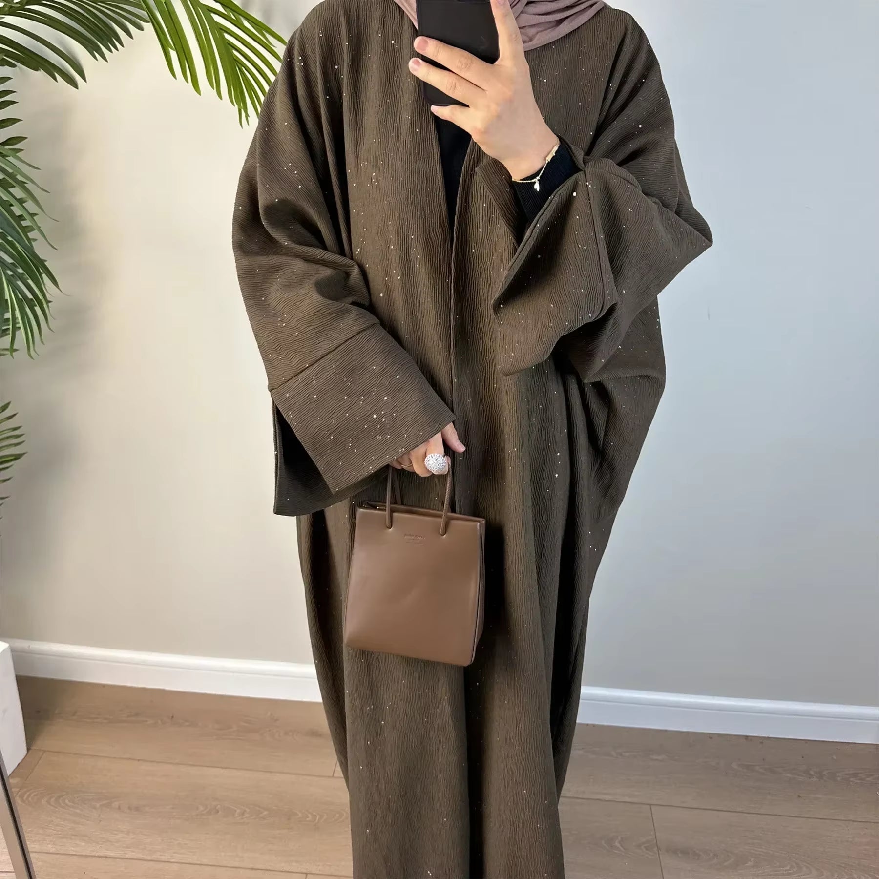 Autumn Winter Abaya Dubai Luxury Glitter Thick Kimono Muslim Cardigan Coat Abayas for Women Islamic Clothes Turkey Hijab Outwear